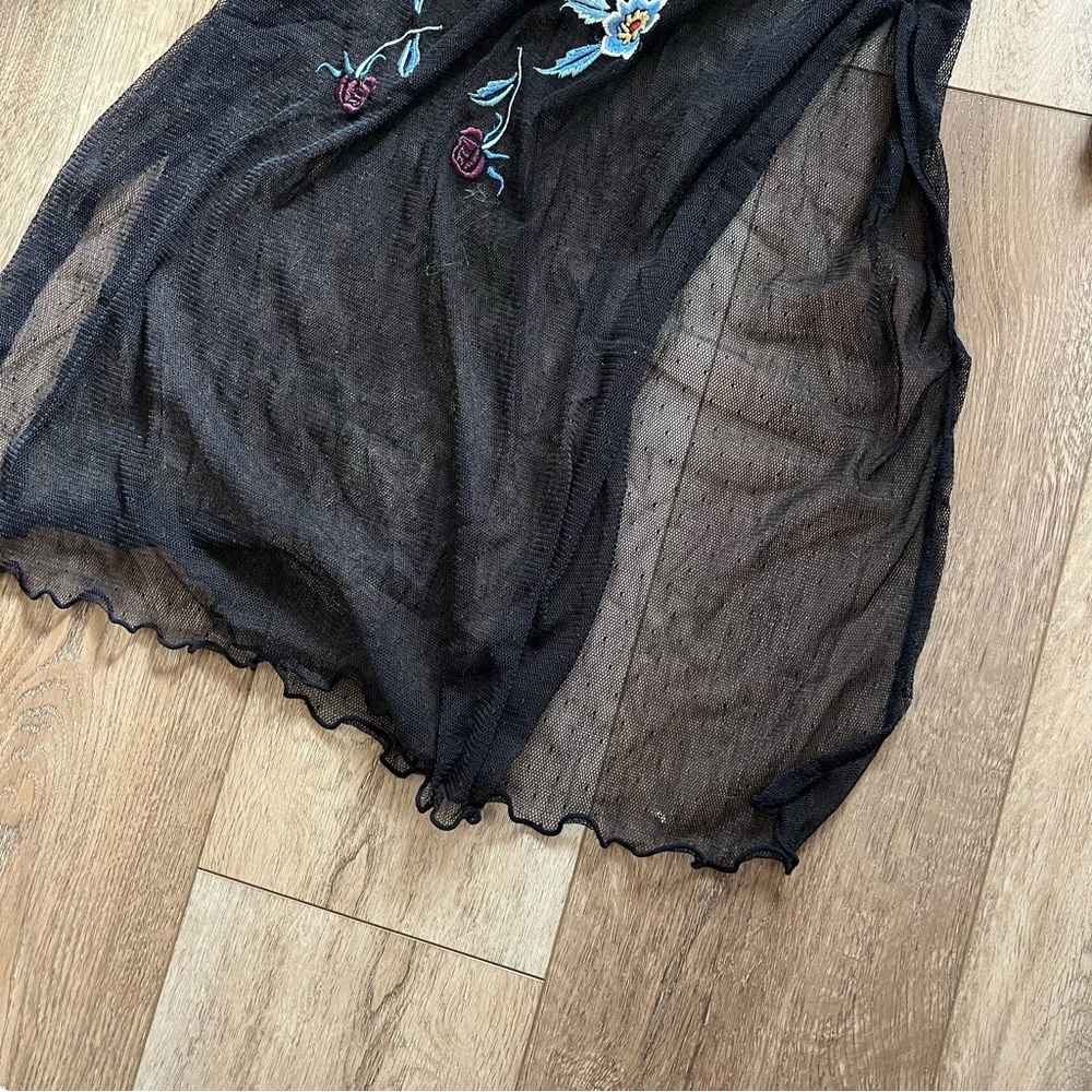 Free People Embroidered Whimsigoth Long Sleeve Mesh Maxi Dress Fairy Grunge Boho - Picture 6 of 6